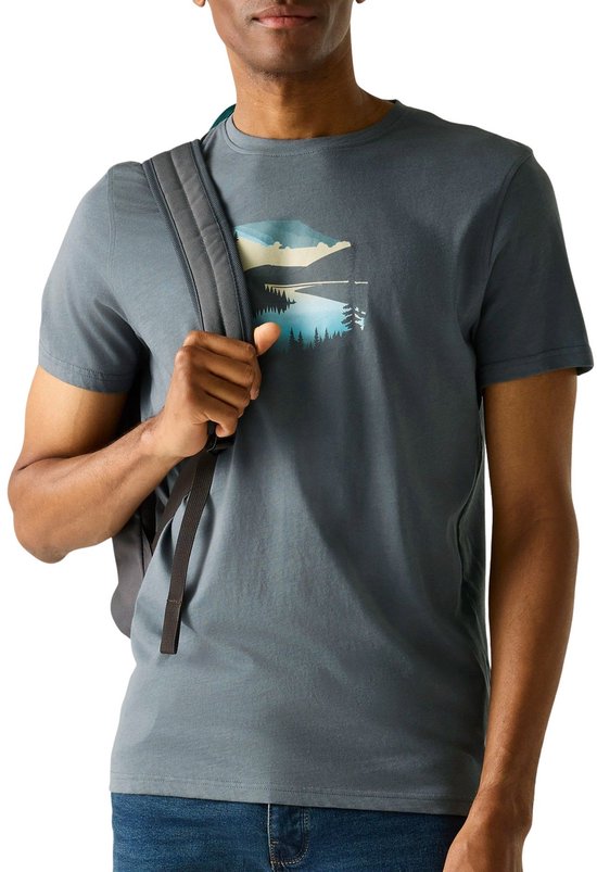 Heren T-shirt met korte mouwen en grafische print, ademend en luchtig.