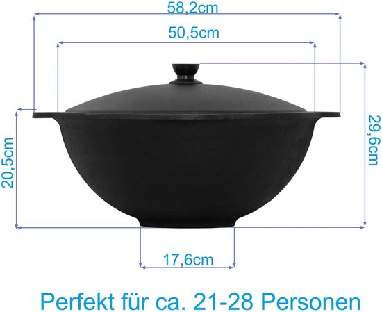 Gietijzeren Kazan 22L met Schuimspaan en Aluminium Deksel - Traditionele Aziatische Pannen — afbeelding 5