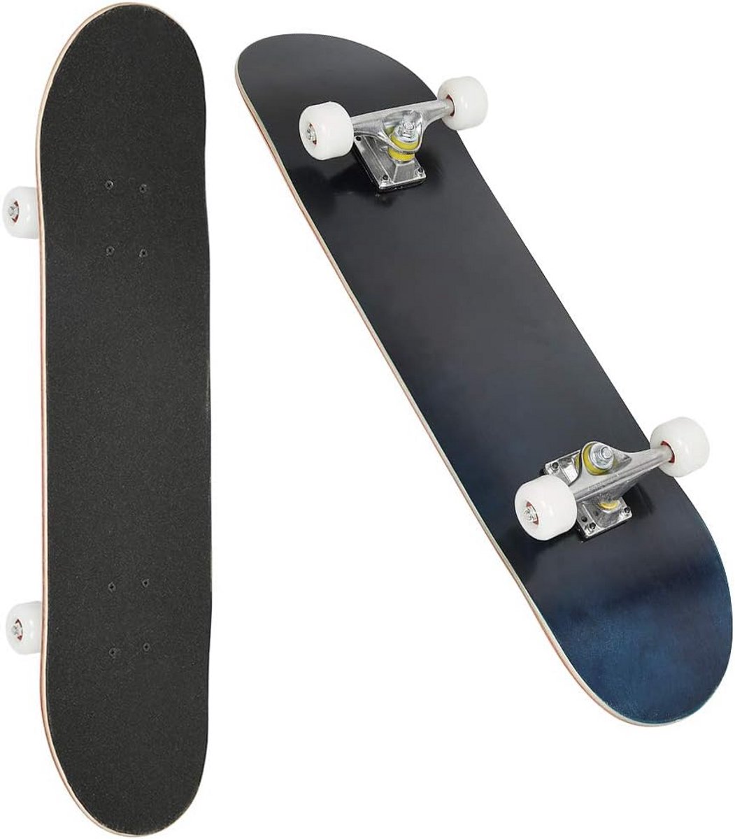 Compleet Skateboard voor Beginners en Tieners 7 Lagen Esdoornhout & ABEC-9 Lagers Zwart