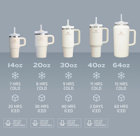 STANLEY Quencher H2.0 Tumbler 20 oz - Frost - RVS Drinkbeker met Handvat & Rietje - 3-Stand Flowstate Deksel - Reisbeker - Cup Holder Compatibel - Geïsoleerd & BPA-Vrij — afbeelding 3