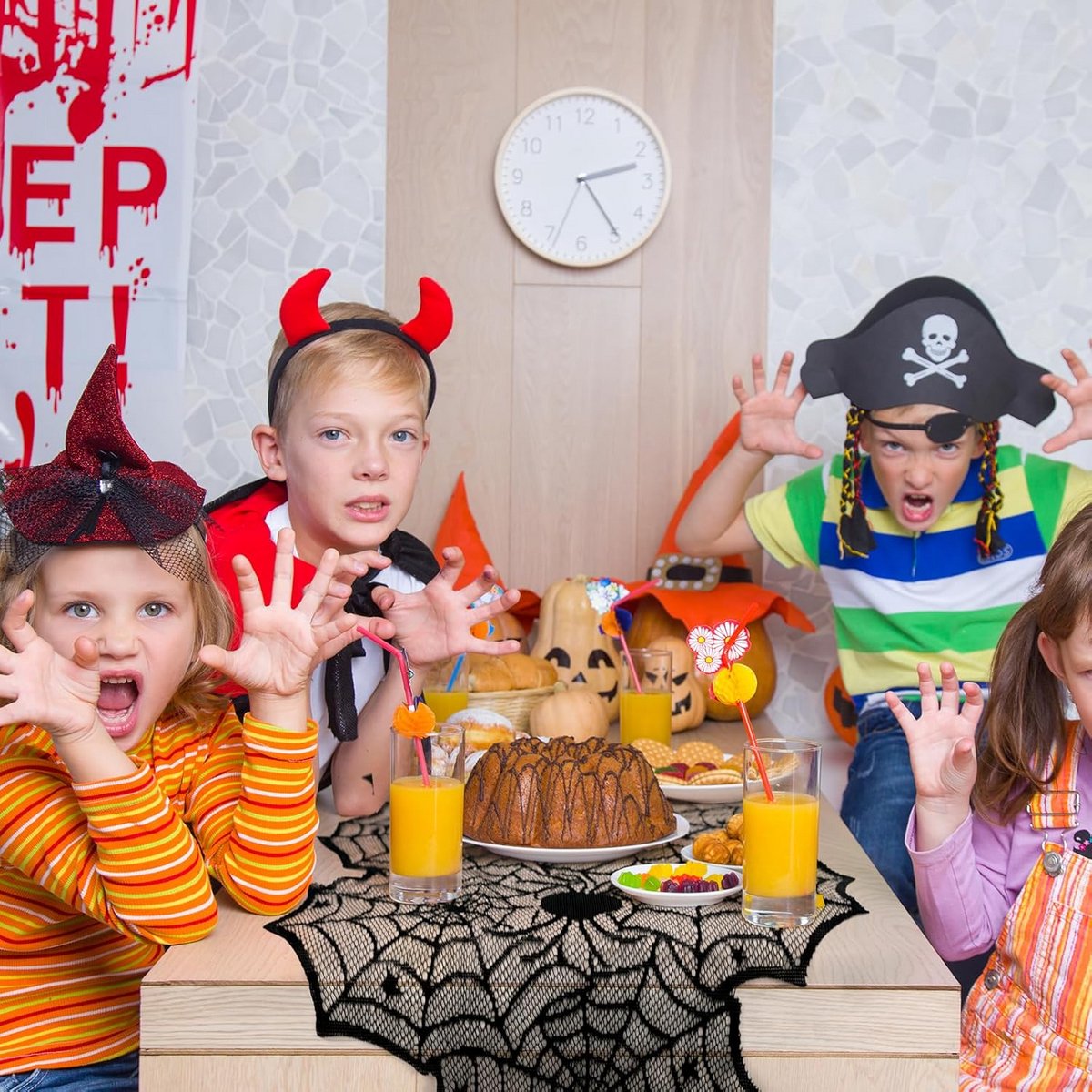 Zwarte Spinnenweb Tafelloper Halloween Tafelkleed voor Feestdecoratie