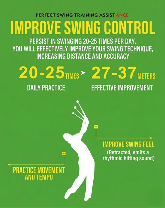 Stripe golf swing trainer, uitschuifbaar met click geluid 39 tot 66 cm van Merkloos — afbeelding 2