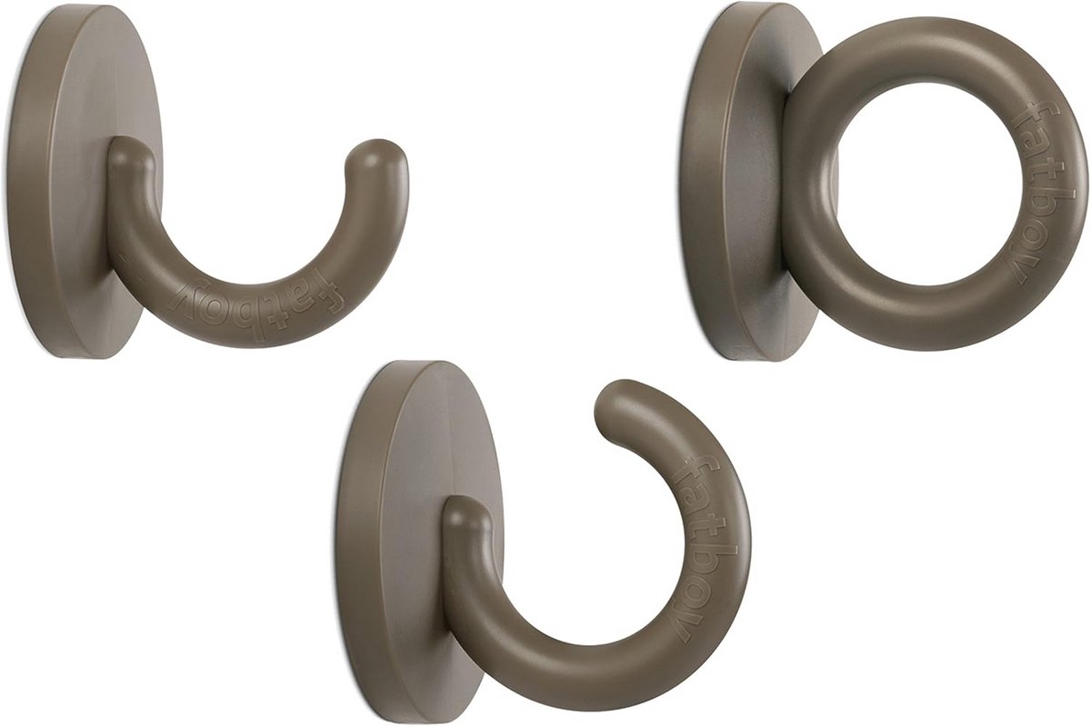 Set van 3 Wandhaken voor Sleutels, Jassen en Keukenartikelen - Taupe