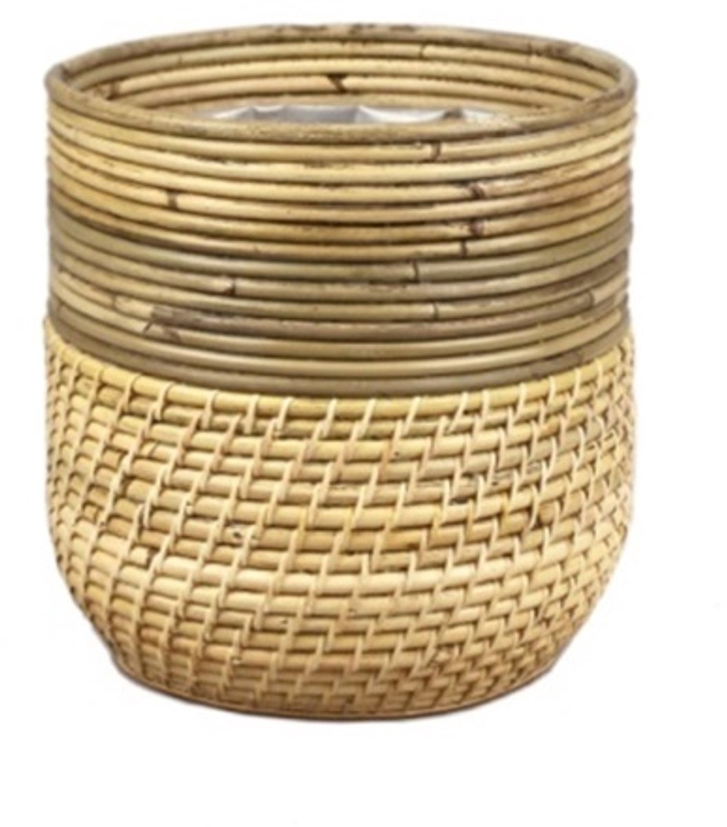 Rotan Lombok plantenmand grijs 21x20cm