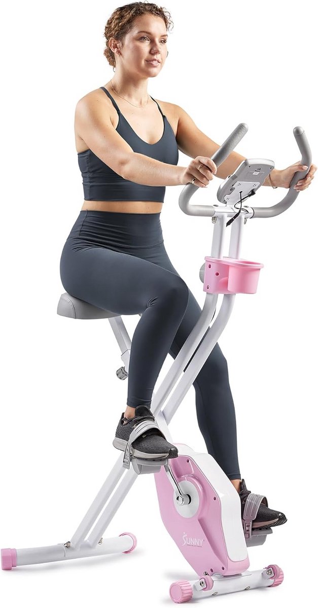 Opvouwbare Magnetische X-Bike Hometrainer in Roze met 14 Weerstandsniveaus en App Ondersteuning