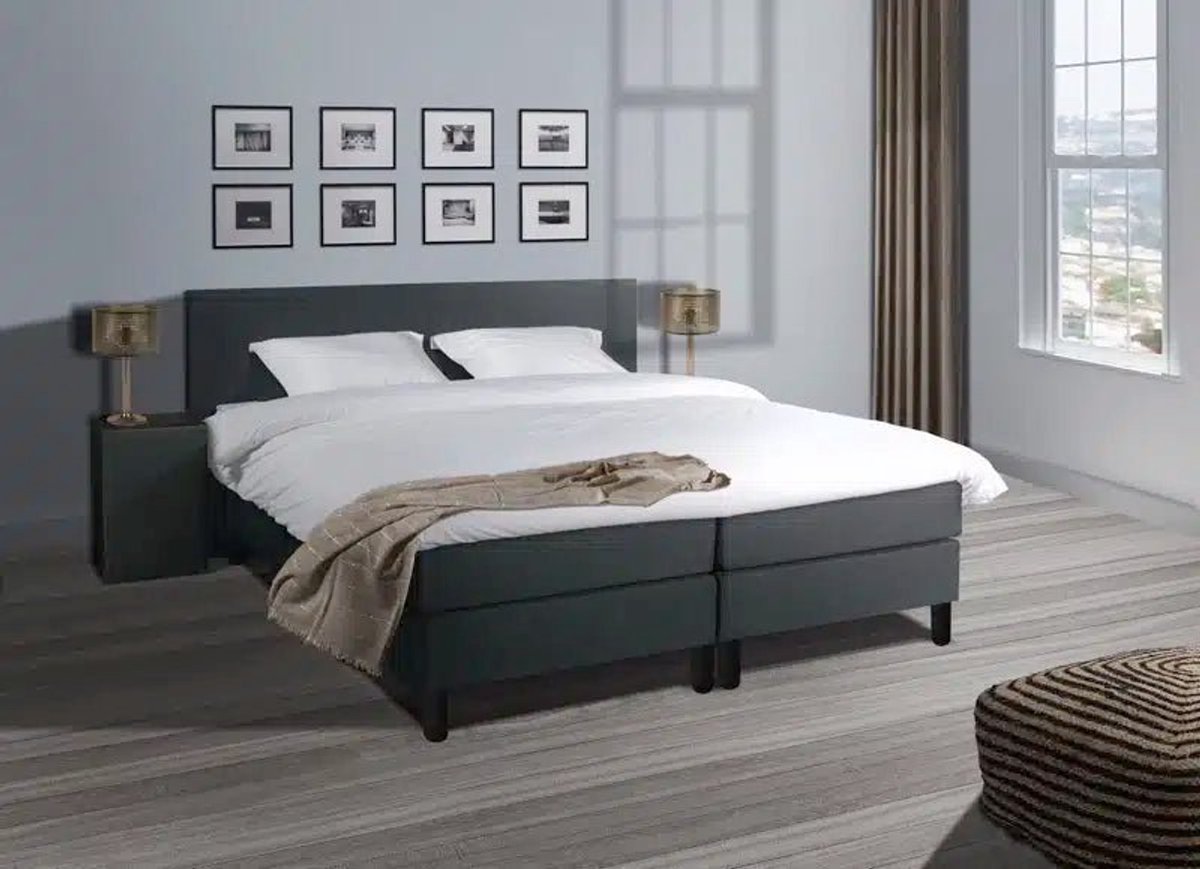 Mörgenn Boxspring Valverde - Complete Hotel Boxspring met Pocketvering - Luxe 10cm Topper - Lichtgrijs -