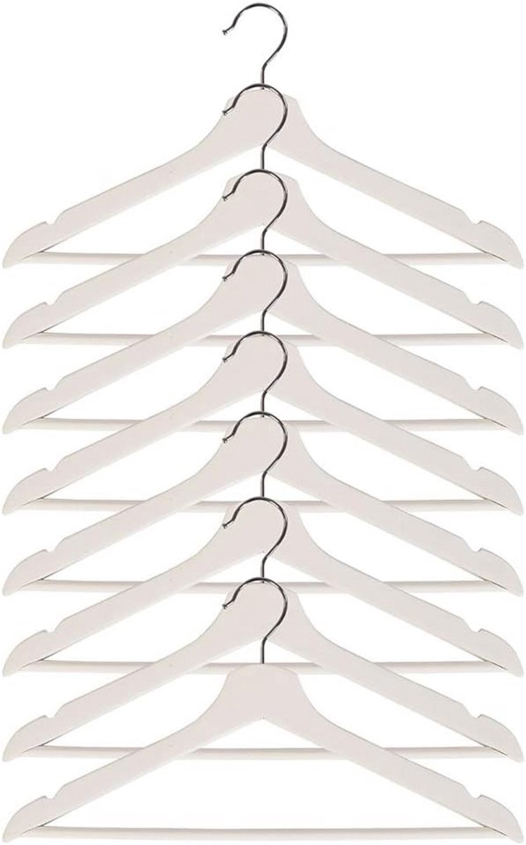 Stevige Houten Kleerhanger met Broekhanger en Rokinkepingen - Wit