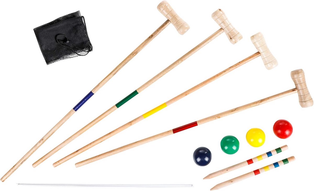 Houten Croquet Set voor 4 Personen met Draagtas