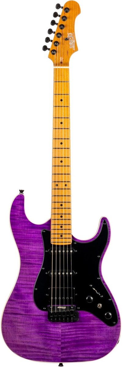 JET JS-600 TPP S-style Elektrische Gitaar HSS Mahonie Body Flame Maple Top Transparant Paars