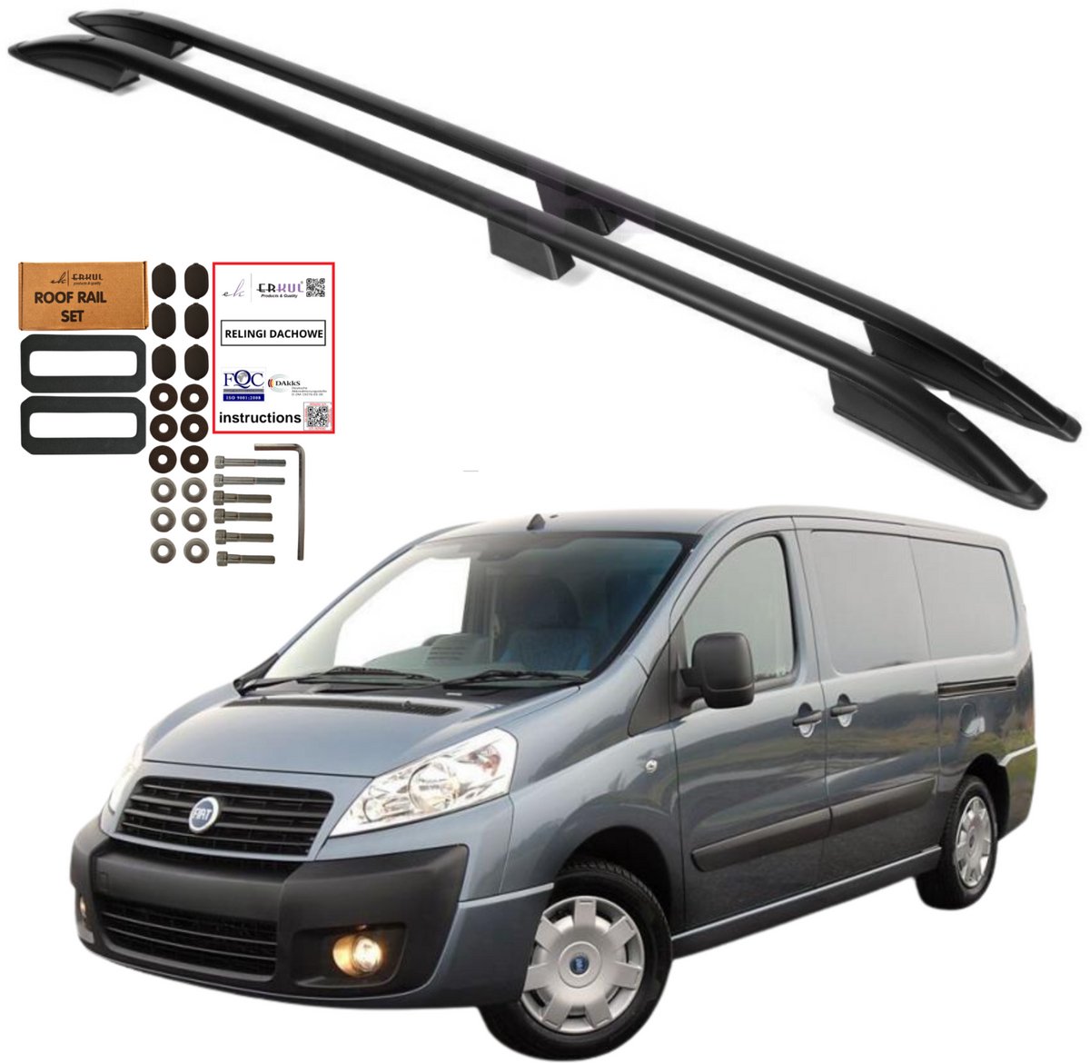 Dakrails FIAT SCUDO CITEREN JUMPY PEUGEOT EXPERT L1 2006-2017 ZWART