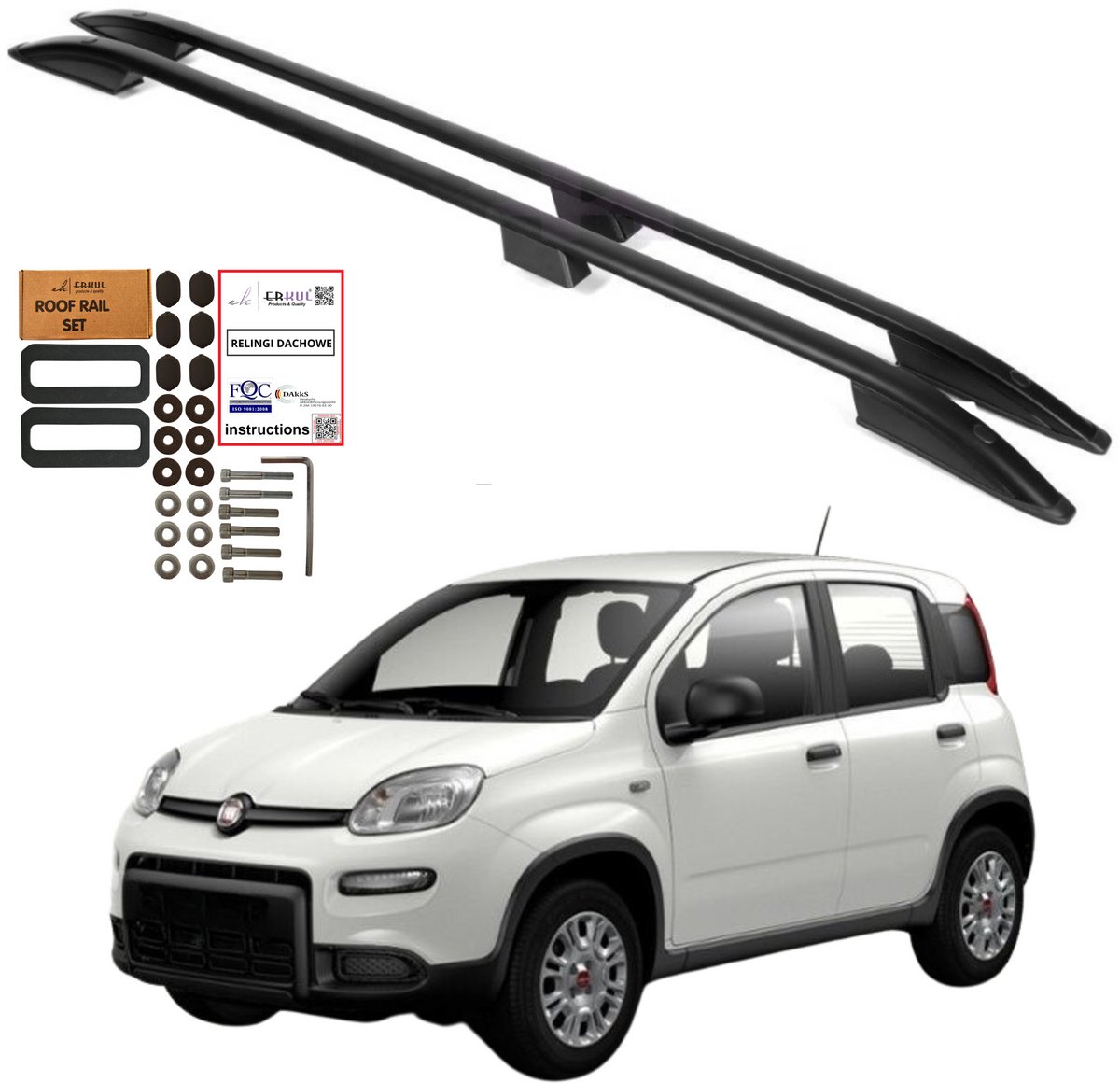 Dakrails FIAT PANDA vanaf 2012 Zwart Aluminium Duurzaam Massief