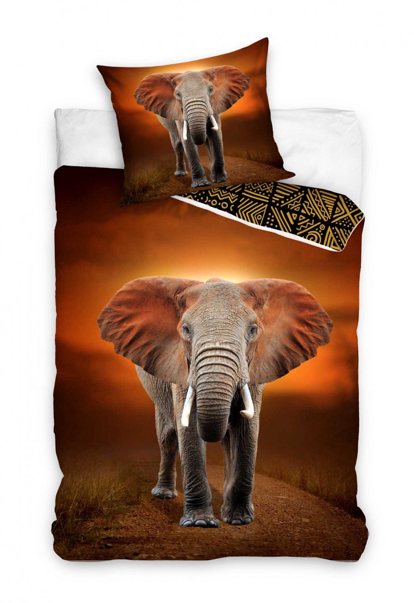 Carbotex Dekbedovertrek Elephant 140 X 200/90 Cm Katoen Bruin