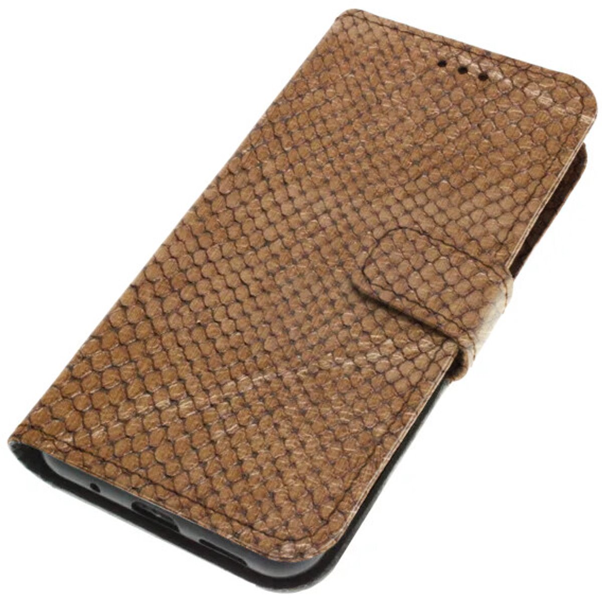 Echt leer hoesje geschikt voor Samsung Galaxy S24 Soepel schubben kalfsleer – cognac