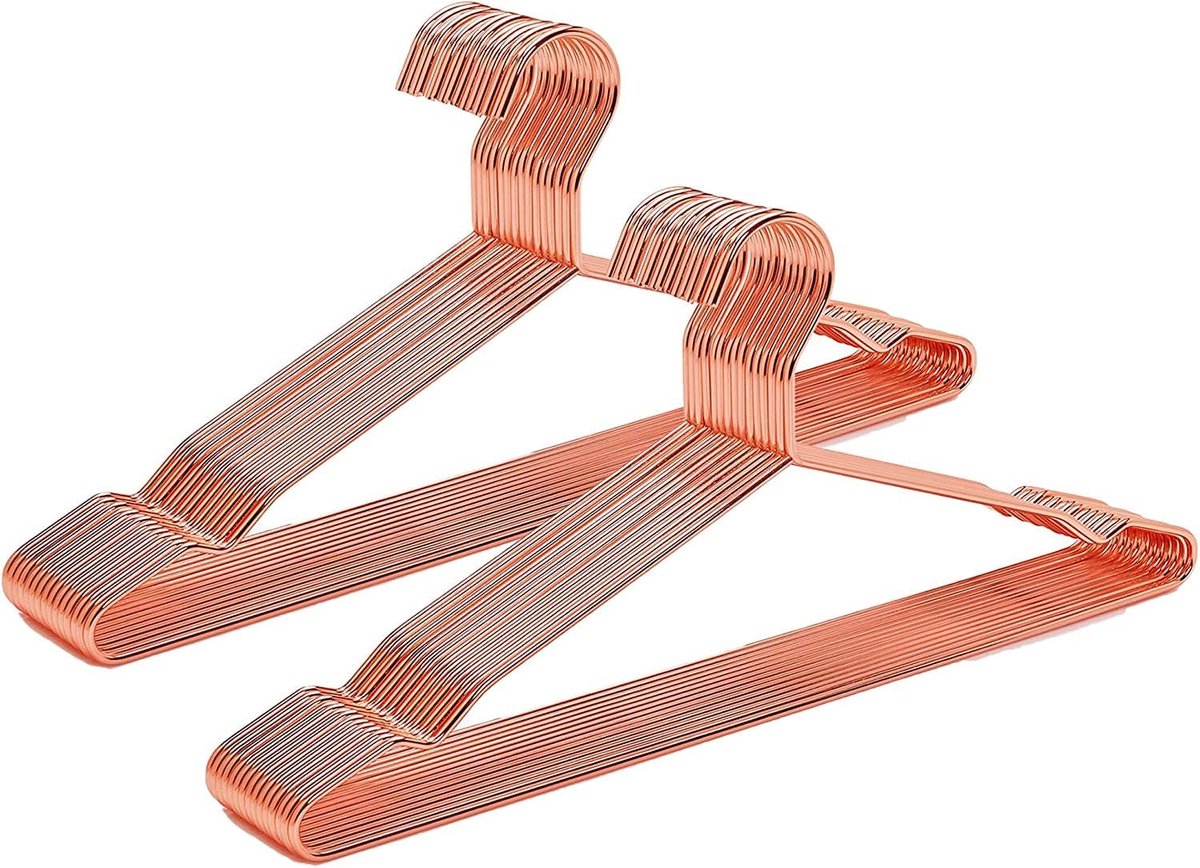 20 stuks Rozenkleurige Metalen Kleerhangers 43 cm Robuust en Slank Ontwerp