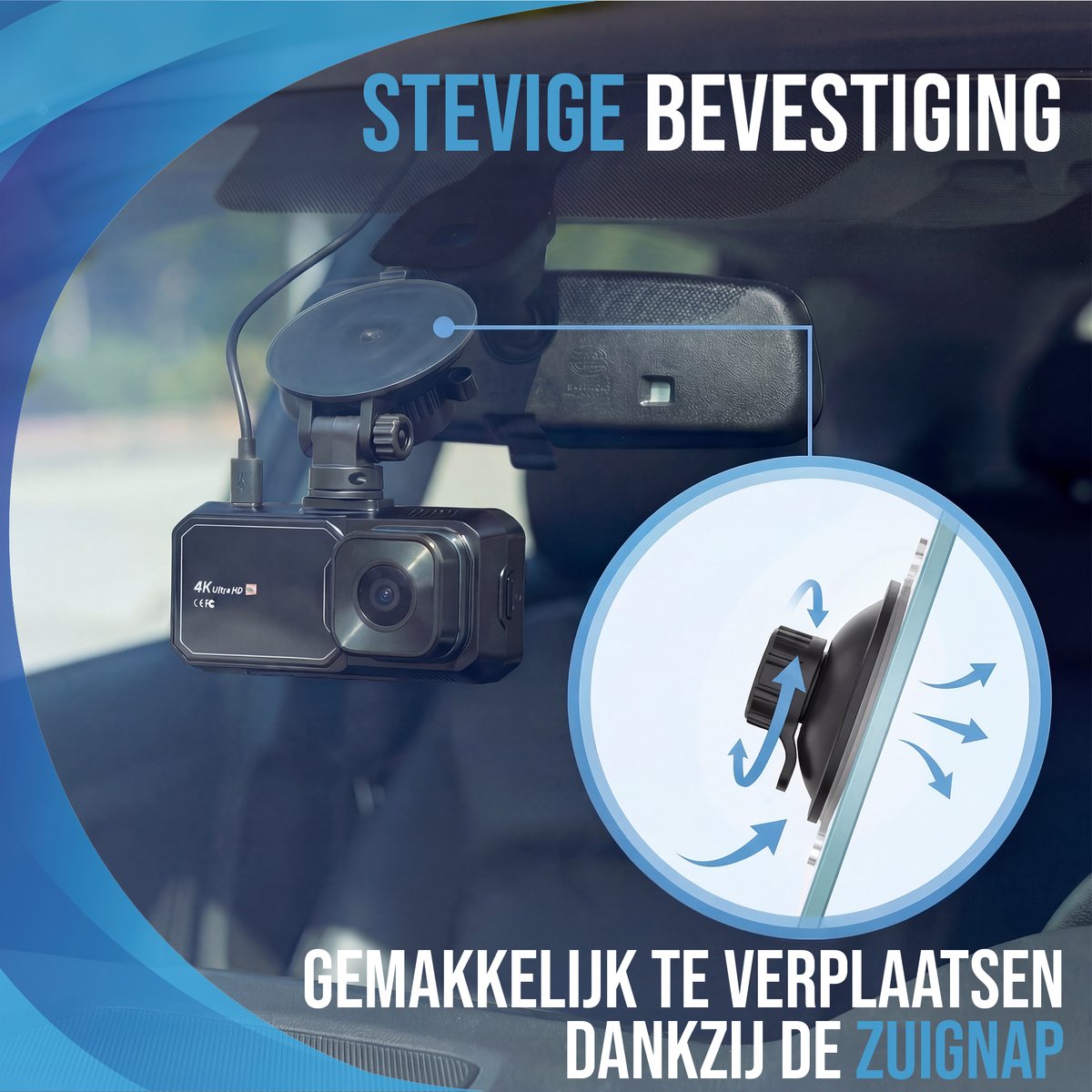 Senzo Dashcam - Voor Auto - 4K Ultra HD - Voor & Achter - Wifi & GPS - Nachtzicht - G-Sensor - Met Parkeerbewaking - Met App - 64GB – foto 5