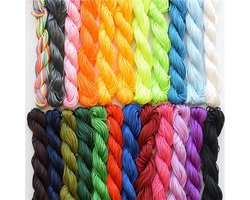 Allecto Premium - 20 stuks 1 mm gevlochten zijden nylon koord voor macramé en handwerk - 25 m elk - Chinees knoopkoord en nylondraad