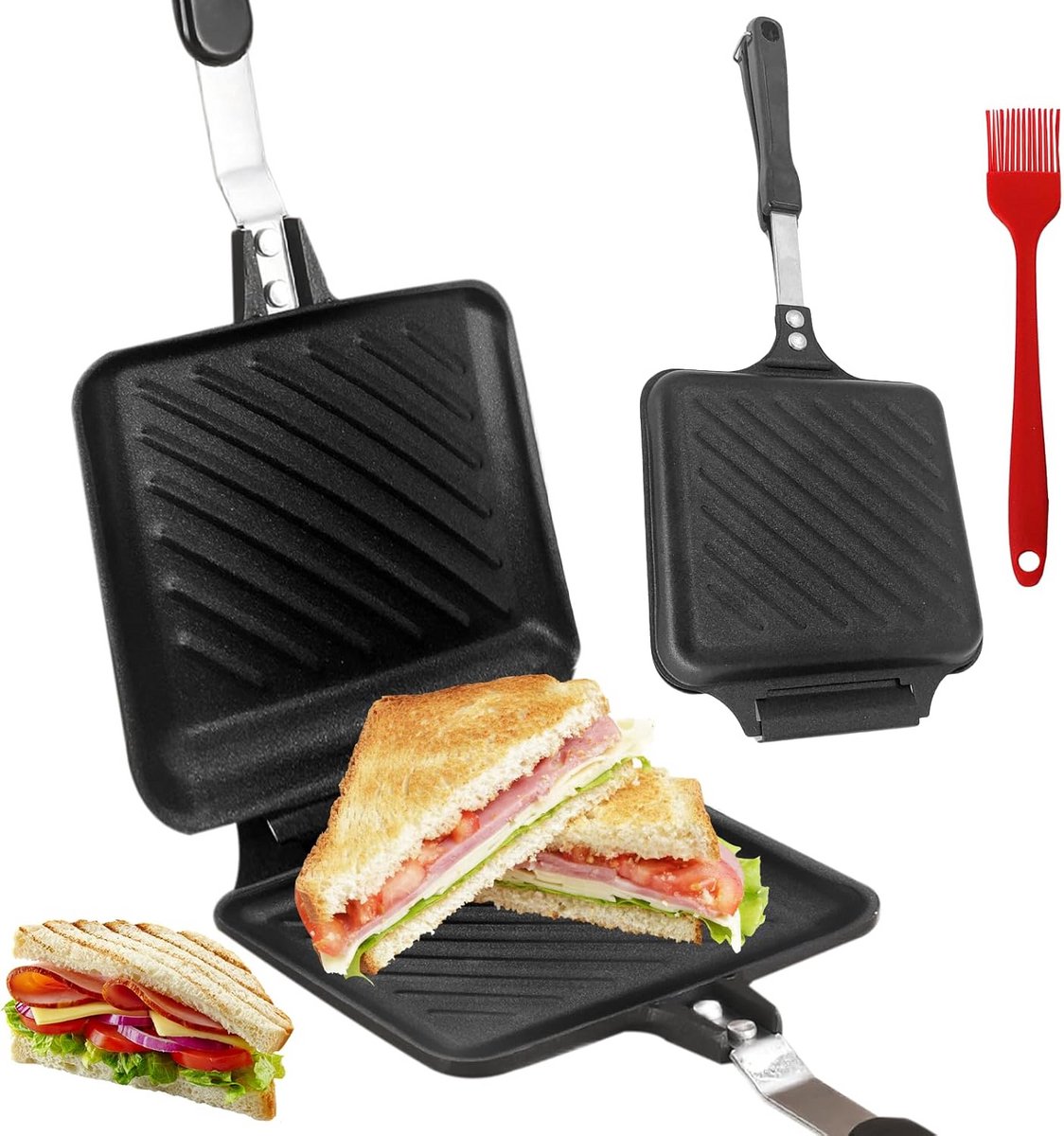 Dubbelzijdige Aluminium Broodrooster Pan - Voor Warme Sandwiches en Panini's