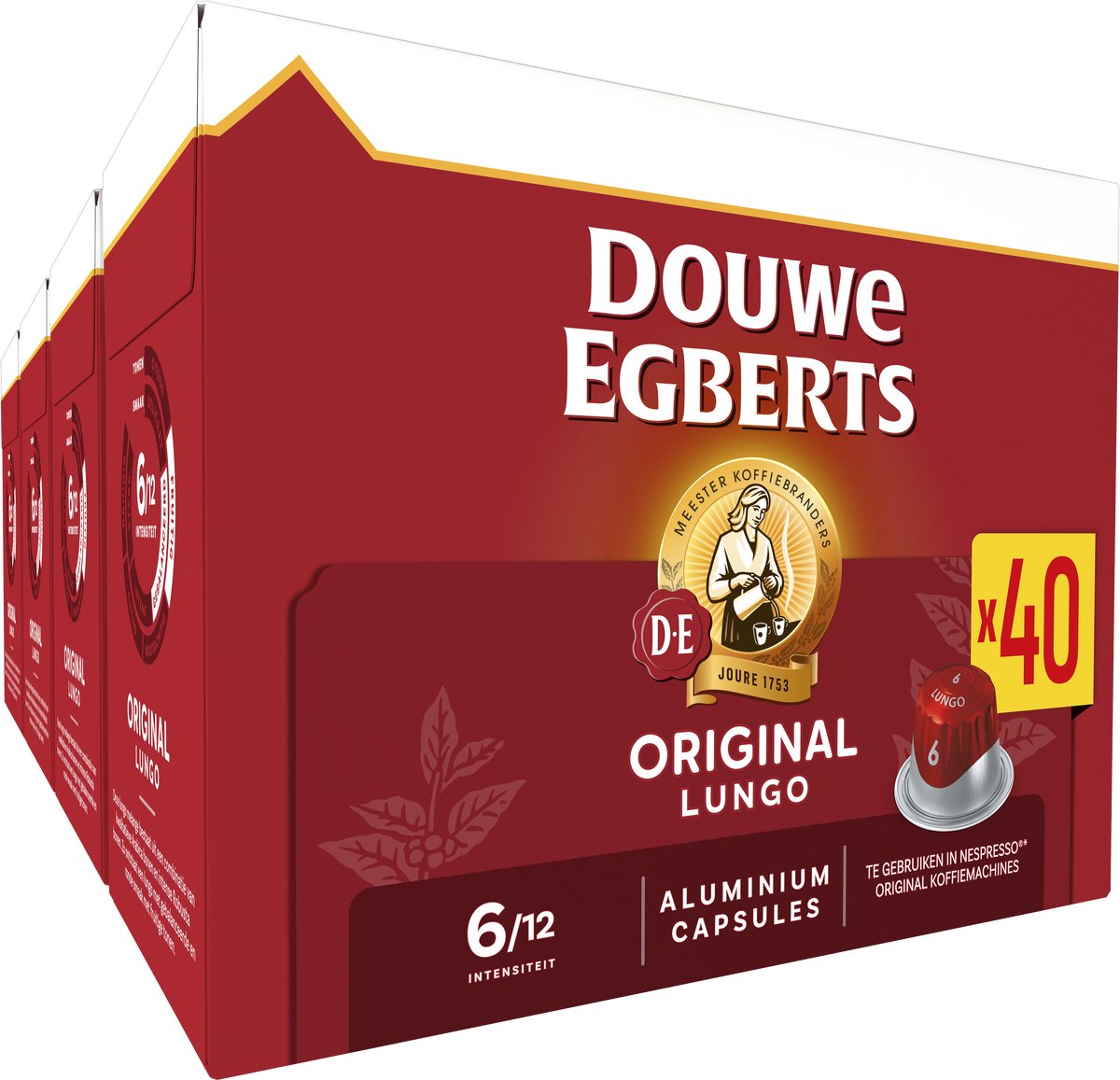 Lungo Original Koffiecups - Intensiteit 6/12 - 5 x 40 capsules -