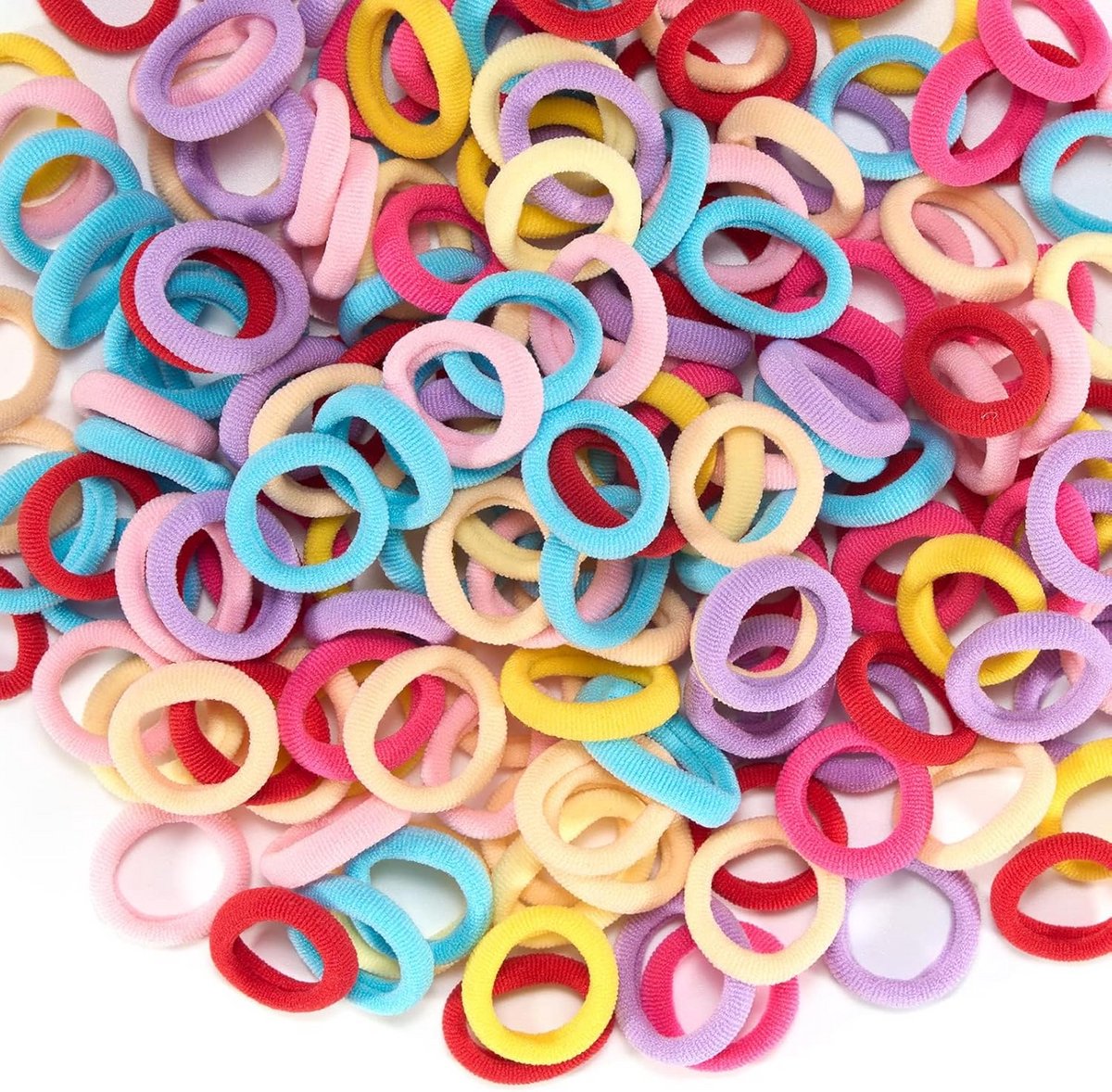 200 Kleurrijke Haarelastiekjes Katoen - Zachte Elastische Scrunchies voor Dames en Kinderen