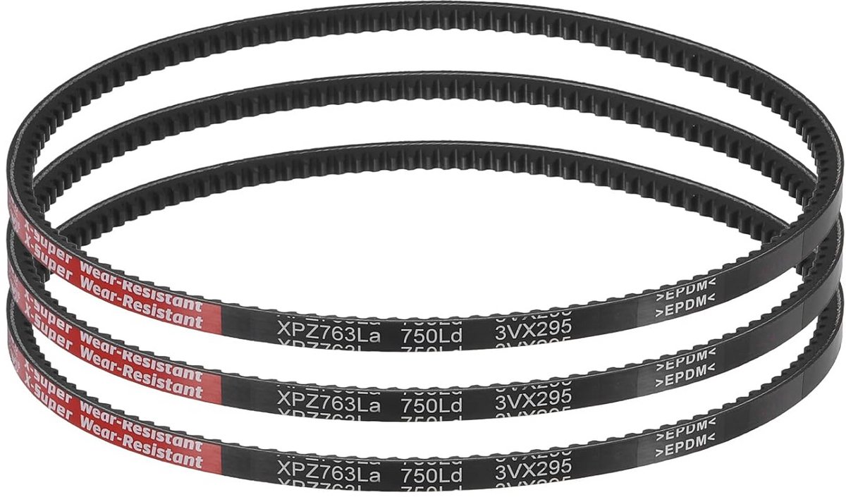 3 Stuks EPDM V-Riemen Wigvormig met Snijrand voor Industriële Aandrijvingen 10mm x 750mm