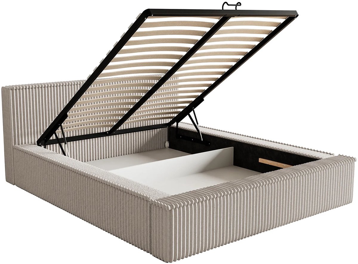 Gestoffeerd Tweepersoonsbed 180x200 cm – Luxe Opbergbed met Hoog Hoofdbord en Corduroy Bekleding – Comfortabel en Duurzaam – Abkantoor