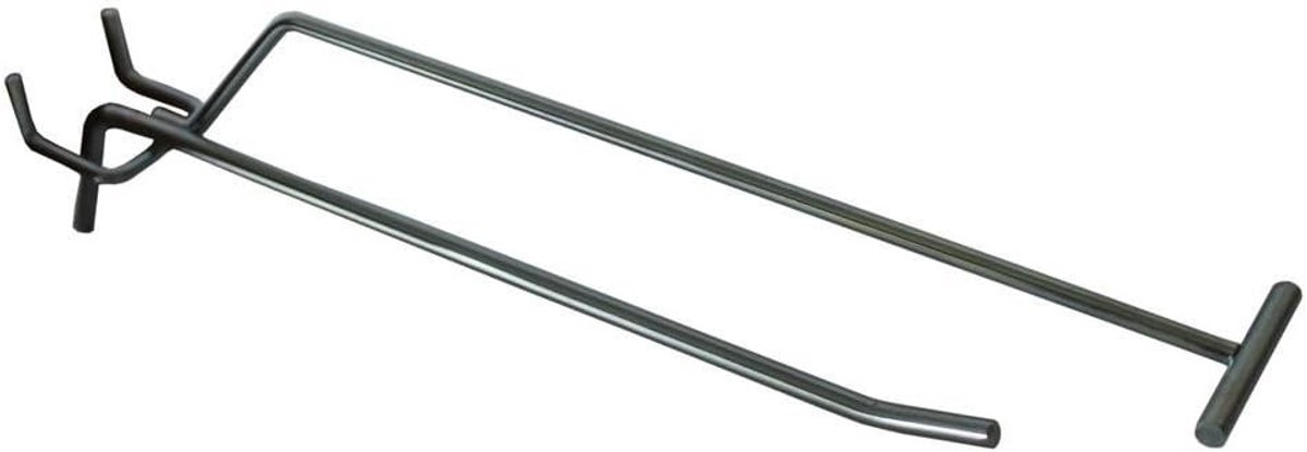 50x Gatenwandhaken 20 cm met Pendellabeldrager - Glanzend Verzinkt Enkele Haken