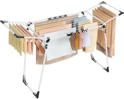 Vleugeldroogrek met sokkenklemmen, inklapbaar en roestbestendig, wit