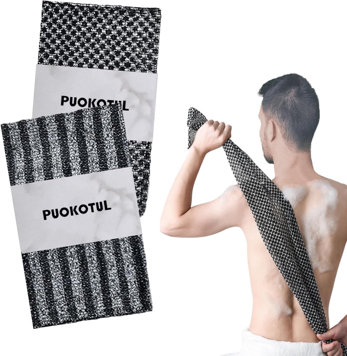 2x XL Lichaamsspons & Douchehandschoen voor Intensieve Peeling en Diepe Reiniging