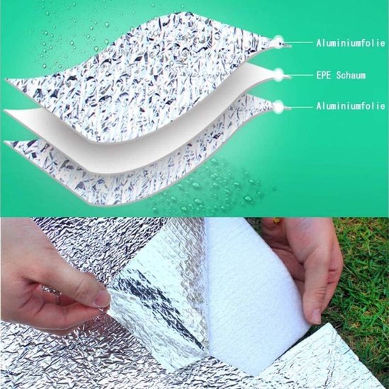 Camping slaapmat - aluminiumfolie - schuimmat - opvouwbare tentmat - geschikt voor picknicks, kamperen en wandelen - 200 x 150 cm van Merkloos — afbeelding 4