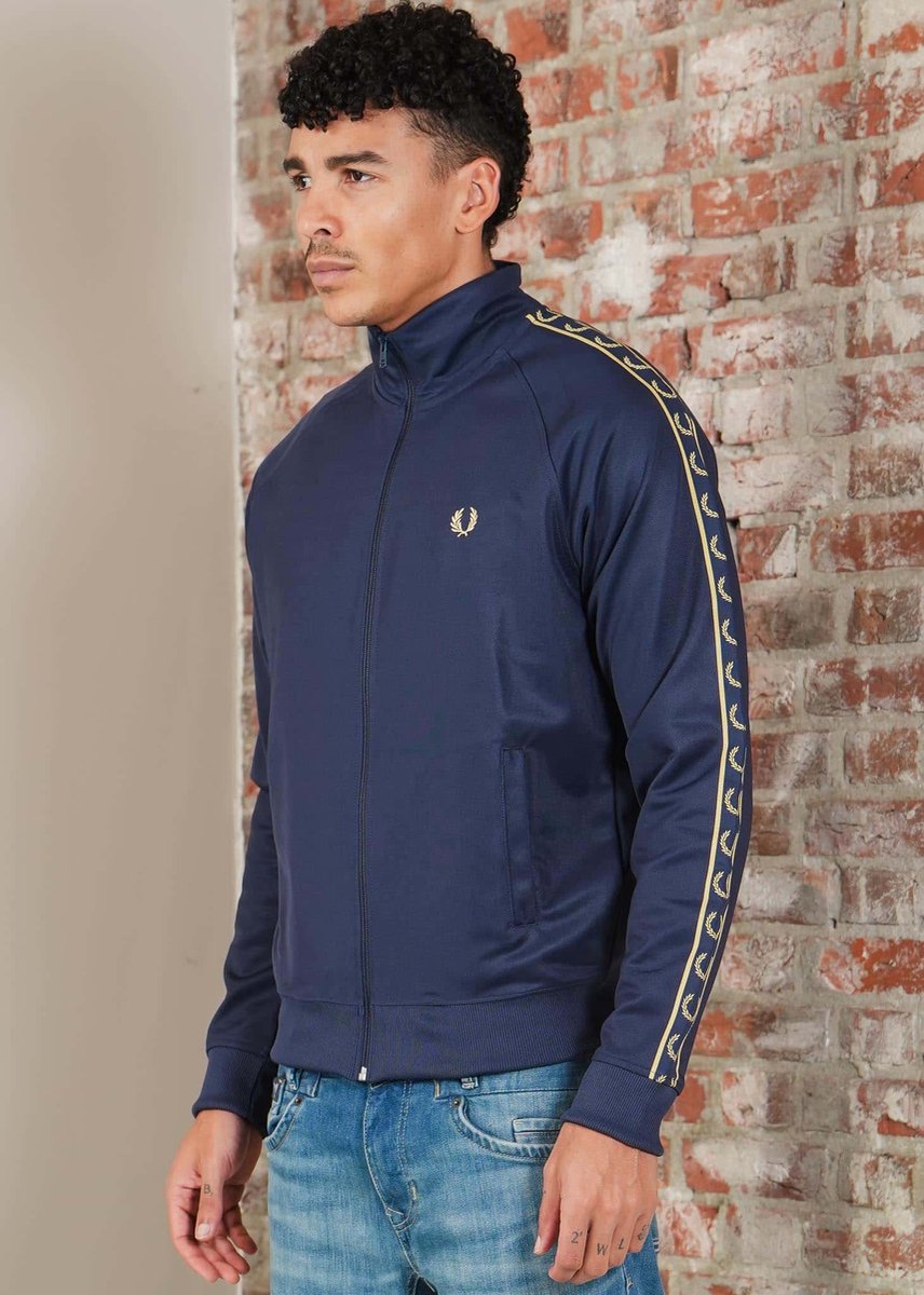 Fred Perry Contrast tape track jacket tennis champagne Blauw