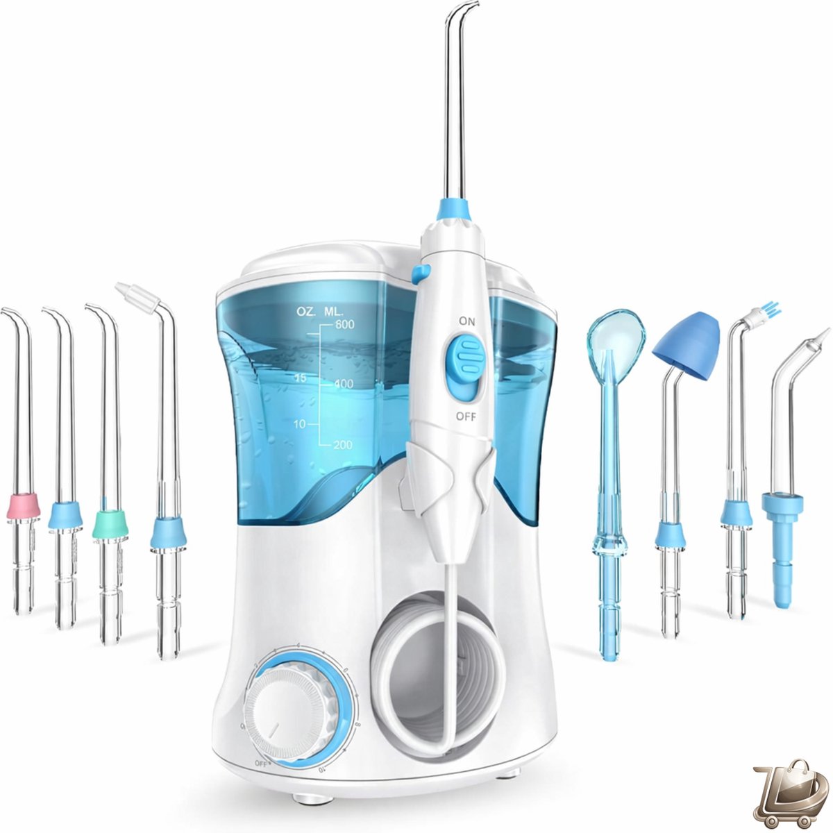 Orale Irrigator Set met 10 Drukniveaus Waterflosser Elektrisch 8 Opzetstukken (Beugel/Tong/Neus) - 5x Sterker dan Tandenborstel 600ml Mondspoeling Reservoir Tandverzorging & Mondhygiëne