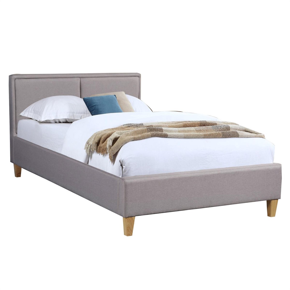IDIMEX Gestoffeerd bed ANAIS 120x200 cm, grijze stof grijs