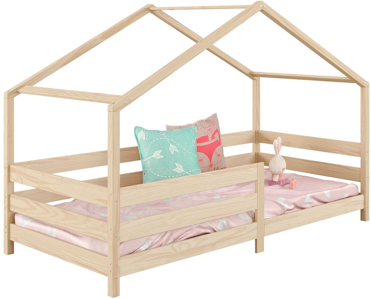 IDIMEX Huisbed RENA 90 x 200 cm met valbeveiliging - naturel natuur