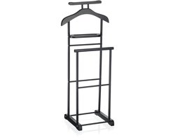 Kledingrek MEDINA met kleerhanger, broekenhanger en opbergplank - Zwart