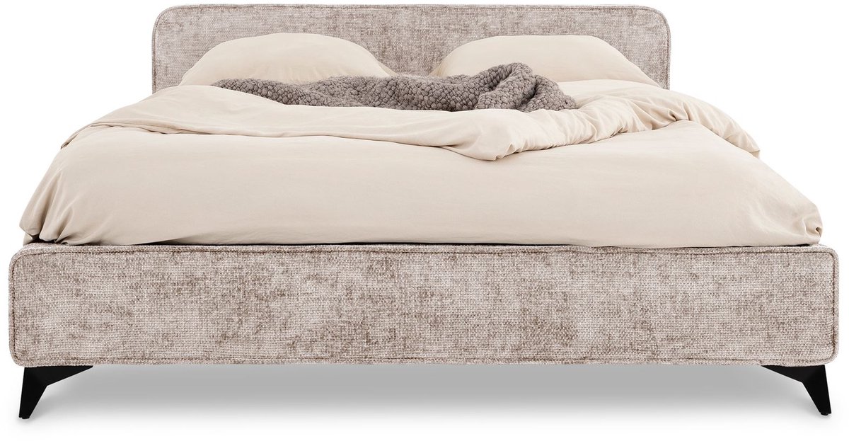 Gepolsterd bed VIRETTA 140x200 cm met lattenbodem – beige