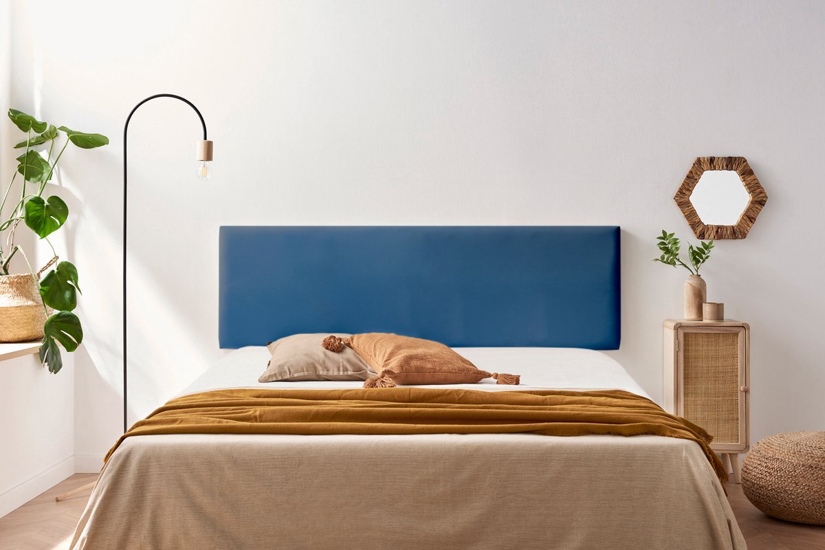 Moonia Hoofdbord - Kunstleer - Minimalistisch - Donkerblauw - Duurzaam en Hoogwaardig - 50 cm Hoogte