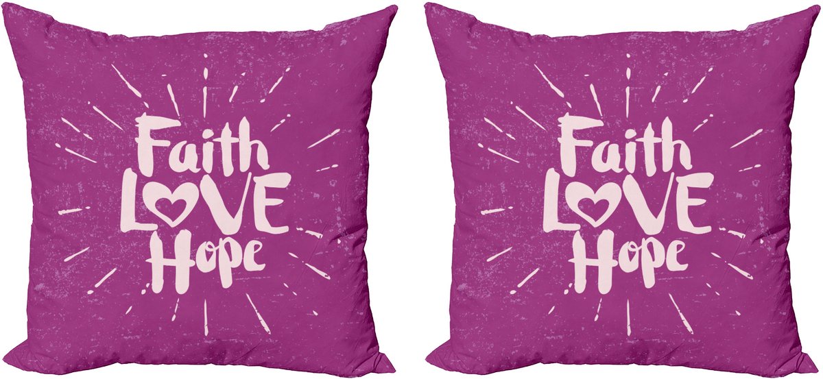 ABAKUHAUS Hope Decoratieve Kussenhoezen 2-pack, Hope Thema Boodschap Ontwerp, 45x45 cm, Paars en Lila