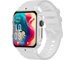 Knobbout 1.95” Smartwatch – Bluetooth Bellen - Hartslag - Bloeddruk & SpO₂-meting - AI Spraakassistent- Bluetooth 5.2 - 340mAh batterij - Wit