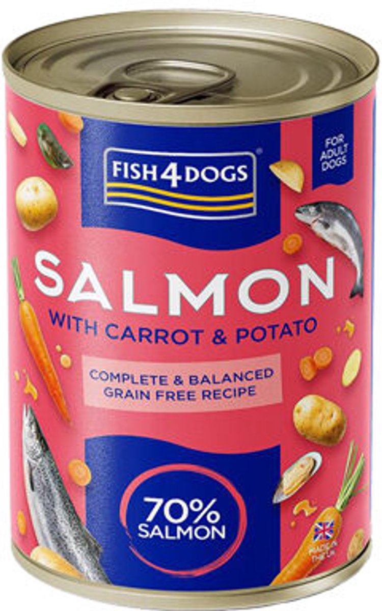 Fish4Dogs Finest Complete Wetfood - Zalm met wortel en aardappel - 6 x 395 g