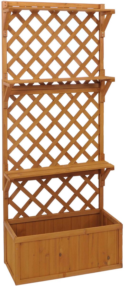 Verhoogde plantenbak MCW-P69, planten-/bloembak Plantenbak Klimrek Spalier Opbergruimte Hout MVG 177x77x33cm ~ naturel