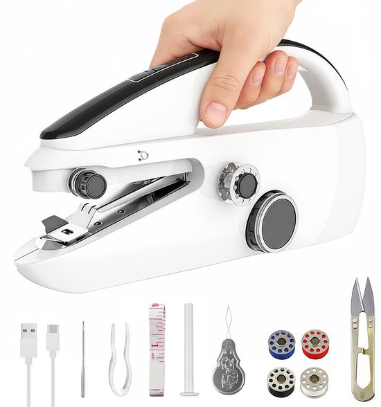 Mini draagbare naaimachine met LED, draadafsnijder en accessoires Sewny