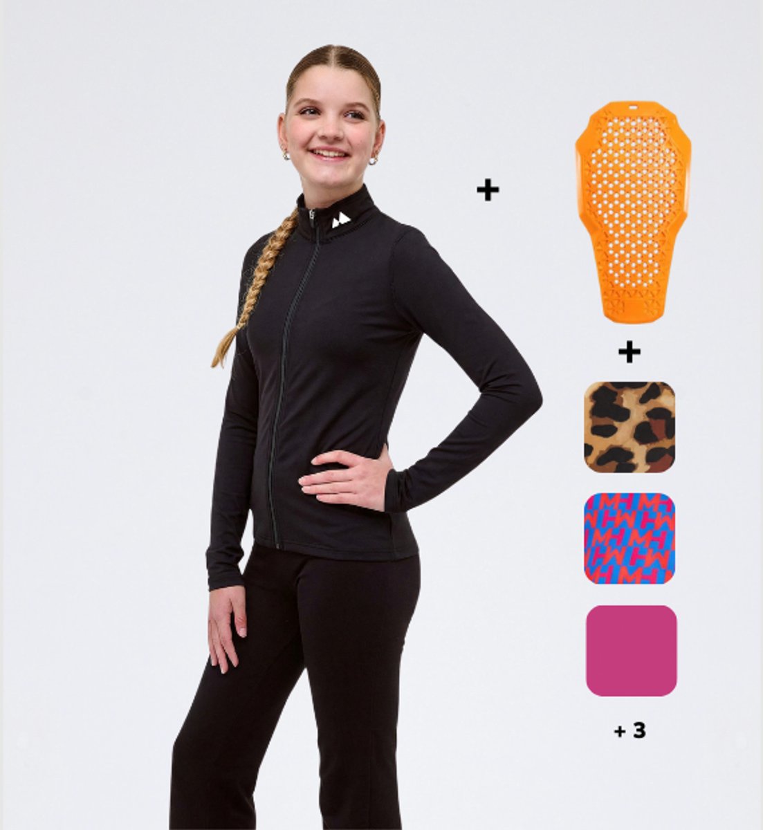 Mountain Hero Rugbeschermer Wintersport Kinderen – Uitwisselbare Beschermingspad – Set met 2 Skipullys Zwart en Northern Navy – Ski en Snowboard - 164