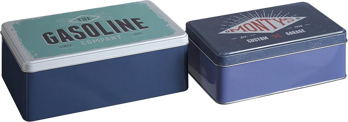 Set van 2 Rechthoekige Keukenopbergblikken - Vintage Stijl