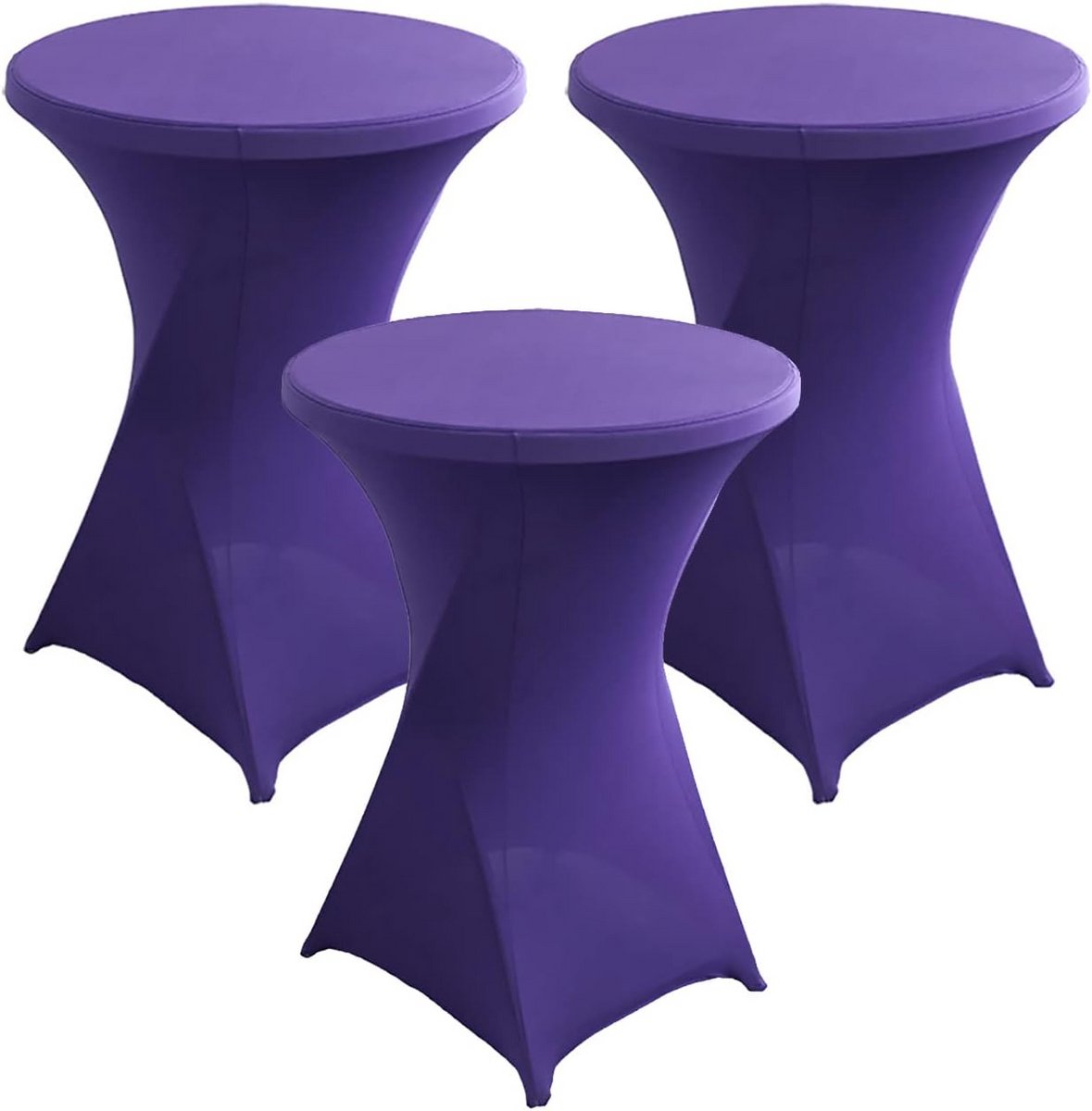 Set van 3 Elastische Statafelhoezen Lichtpaars voor Ronde Bistrotafels Ø 60-80 cm