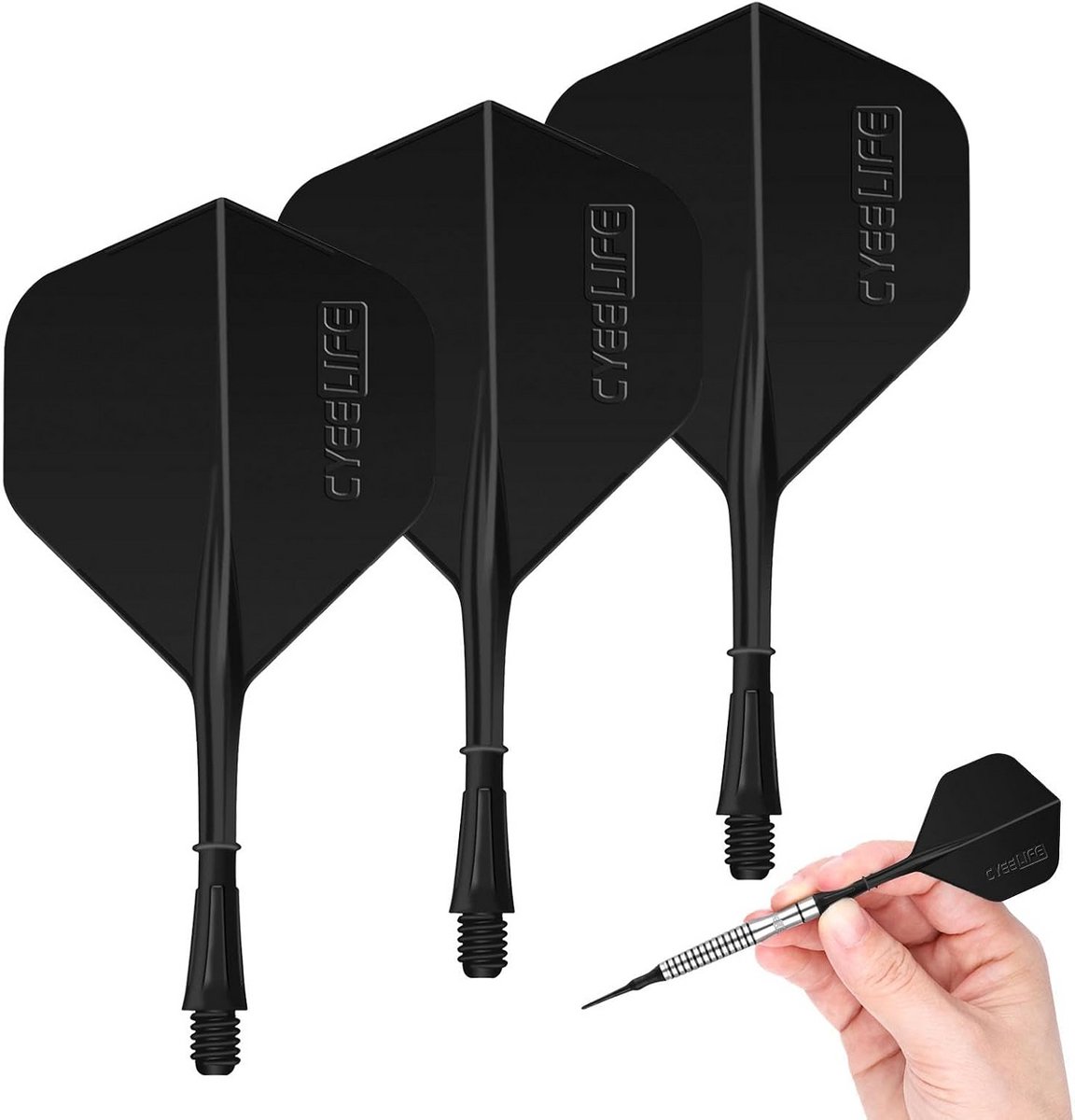 Dart Accessoires - Dart Vinnen - Precisie Werpen - Geïntegreerd Ontwerp - 3 Stuks - Mat Zwart
