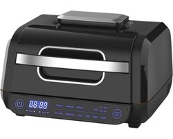 Sensova - 8-in-1 Airfryer Grill 8 Liter met Touchscreen - Elektrische Heteluchtfriteuse en Grill in Één voor Gezond en Rookvrij Koken - 360° Luchtcirculatie - Inclusief Grillrooster, Frituurmand en Kookpan - RVS Behuizing