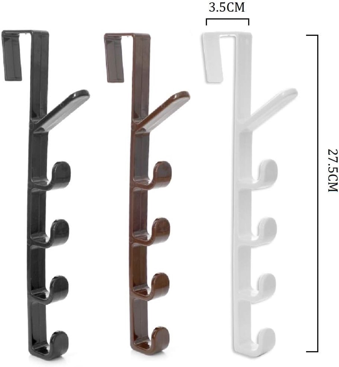 2 stuks - 5 Laags Over de Deur Haak Organizer Rack - Hanghaak voor Rugzak Handtas - Zwart