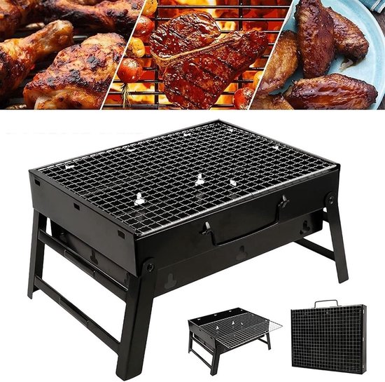 Opvouwbare BBQ - Draagbare tafelgrill - Rechthoekig ontwerp - Compact en lichtgewicht - Zwart van Merkloos — afbeelding 5
