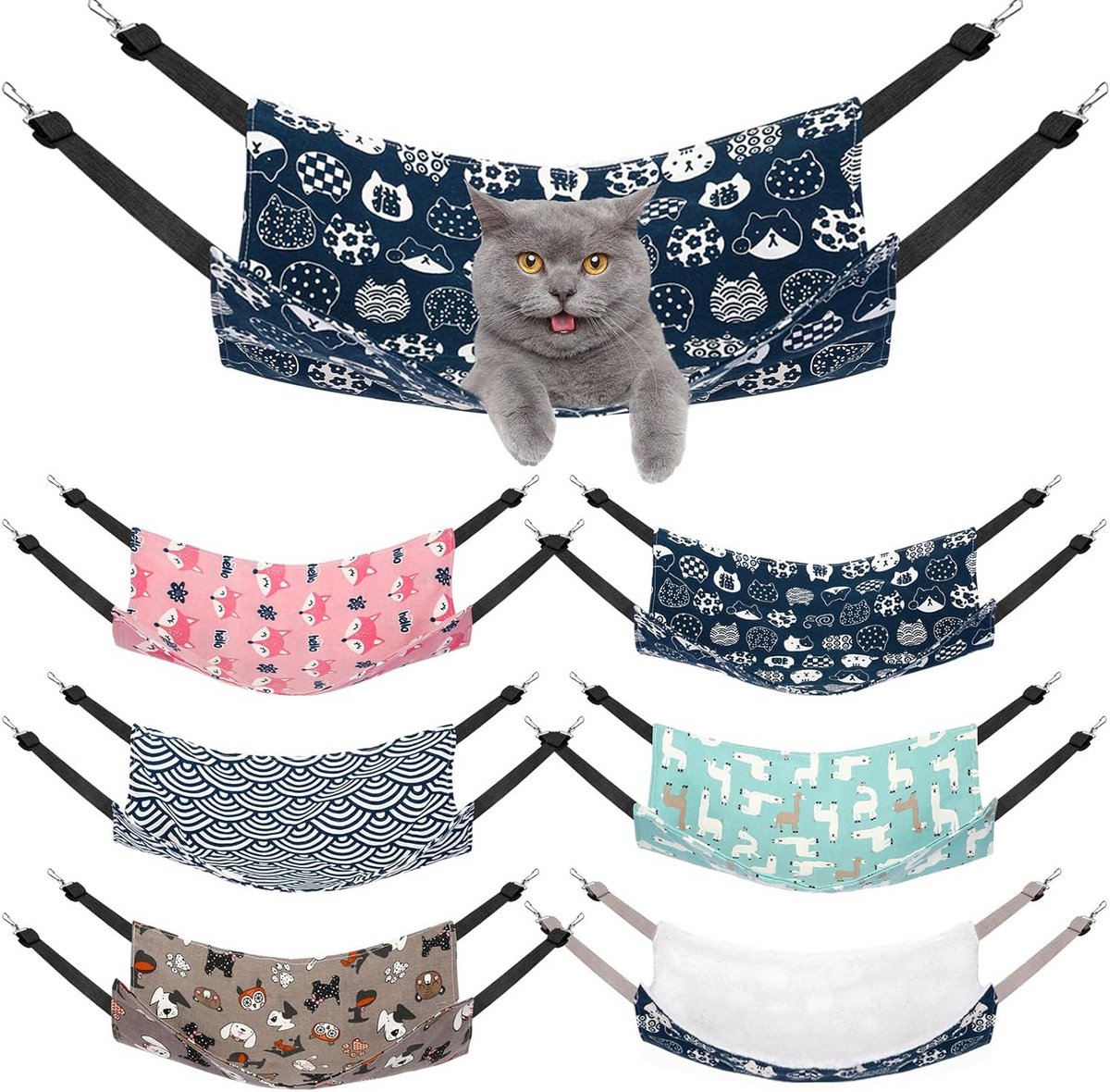 6x Omkeerbare Hangmat voor Katten en Kleine Huisdieren - Zacht, Ademend en Dubbelzijdig Slaapplek