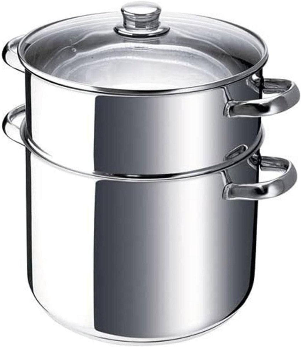 Grote RVS Couscouspan 28 cm met Glazen Deksel - 15 Liter